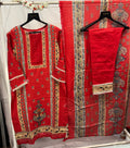 PAKISTANI ROSE RED PRINTED SUIT