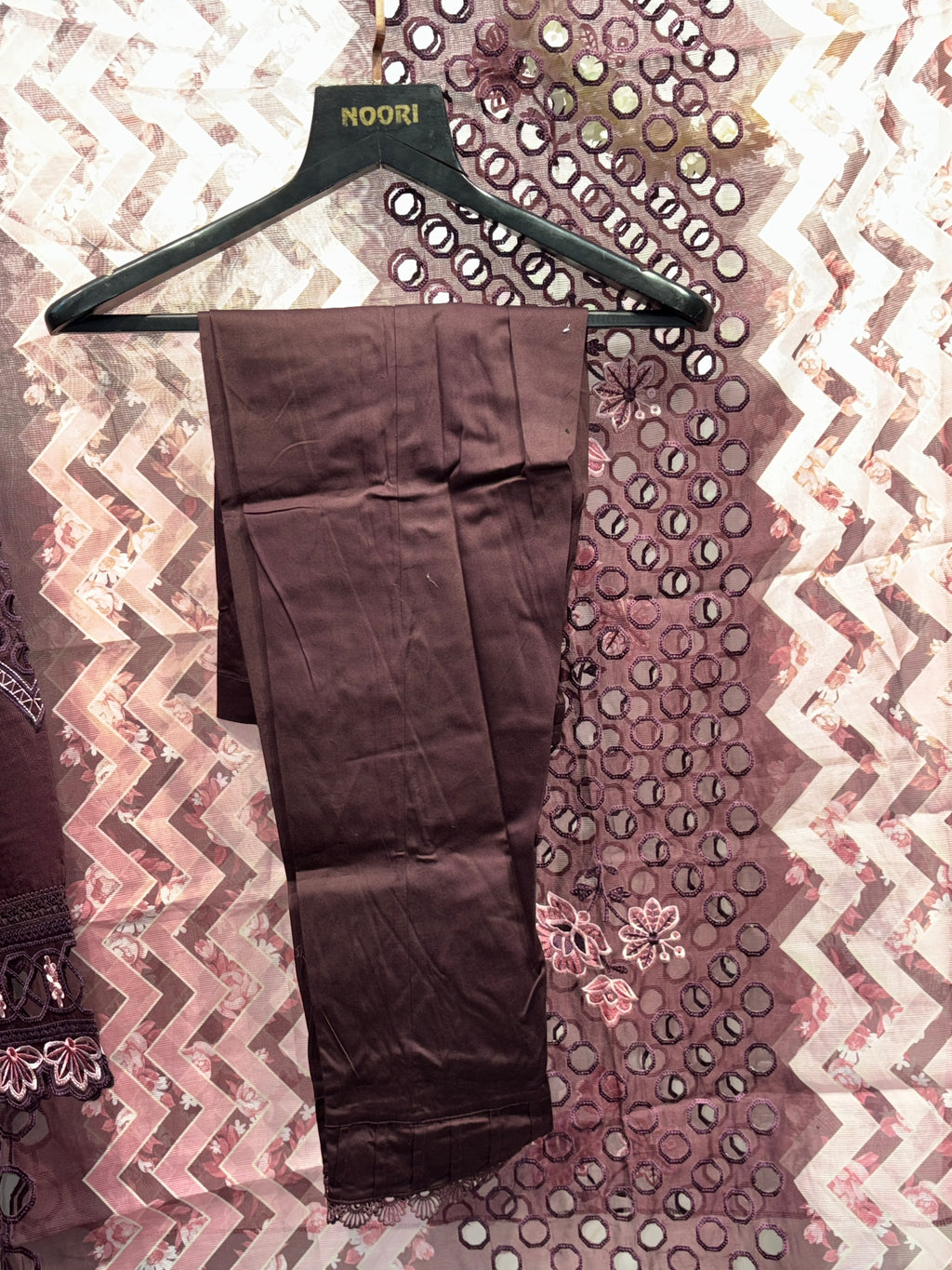 PAKISTANI DARK WINE EMBROIDED SUIT