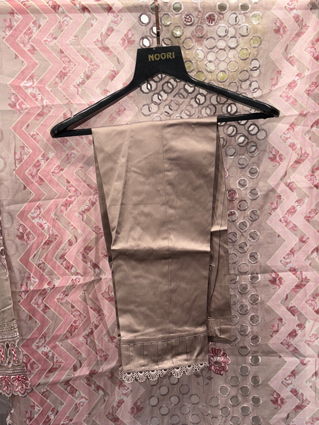 PAKISTANI LIGHT GOLDEN EMBROIDED SUIT