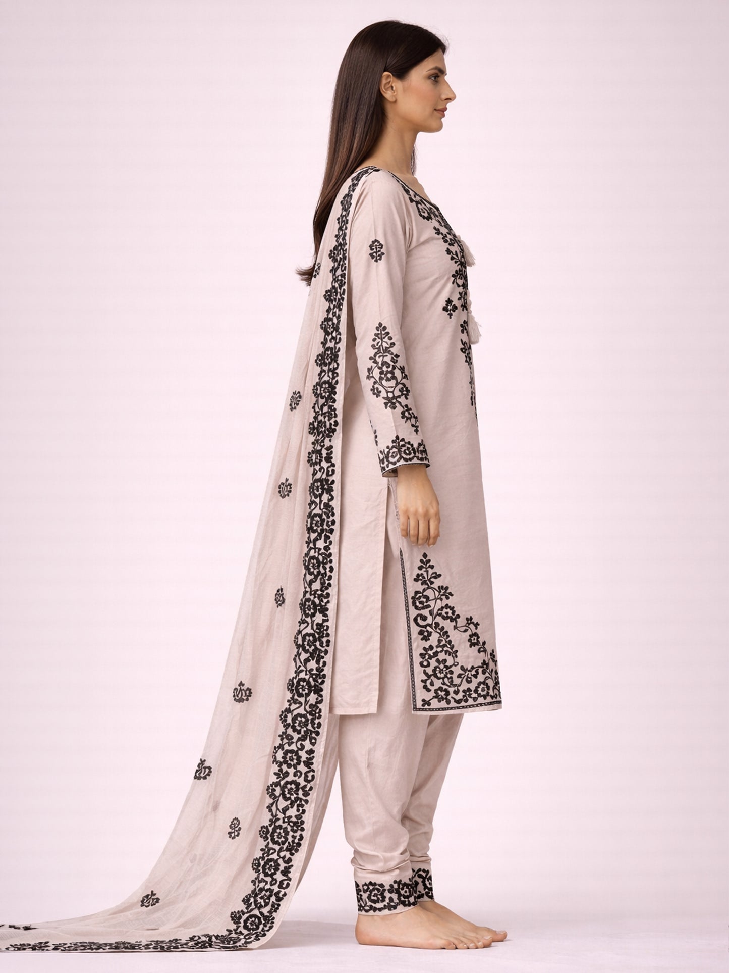 Pink Embroidered Pakistani Farshi Salwar Suit