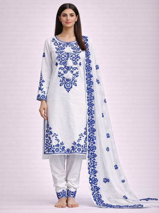 White Embroidered Pakistani Farshi Salwar Suit