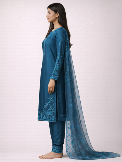 PAKISTANI BLUE CUTWORK FARSHI SALWAR SUIT
