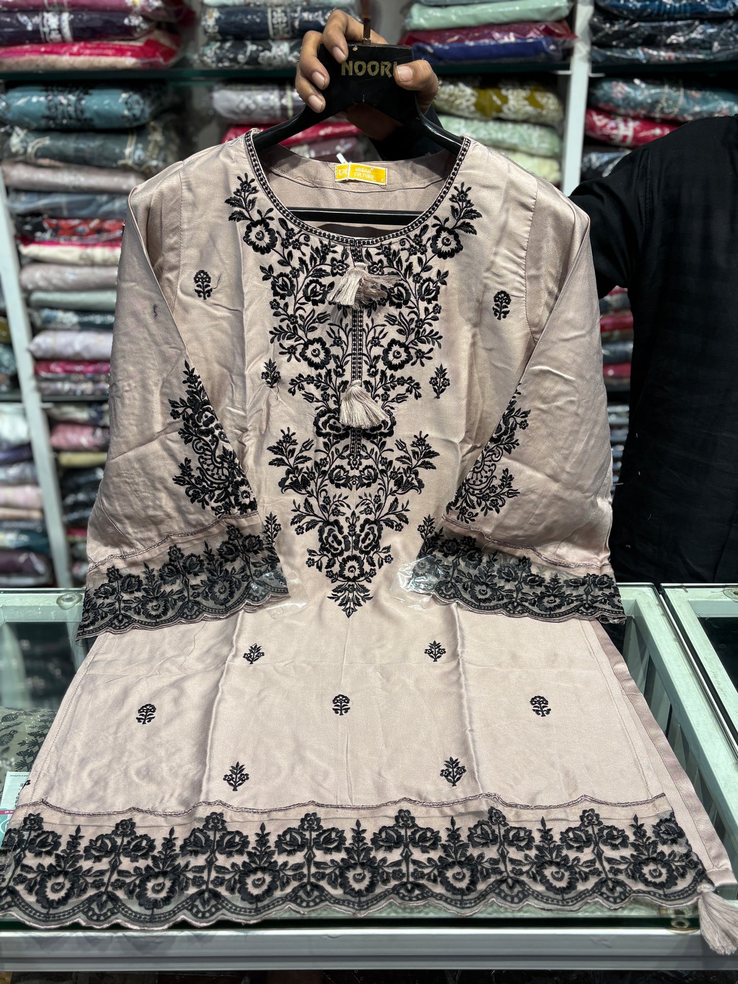 Pink Embroidered Pakistani Farshi Salwar Suit