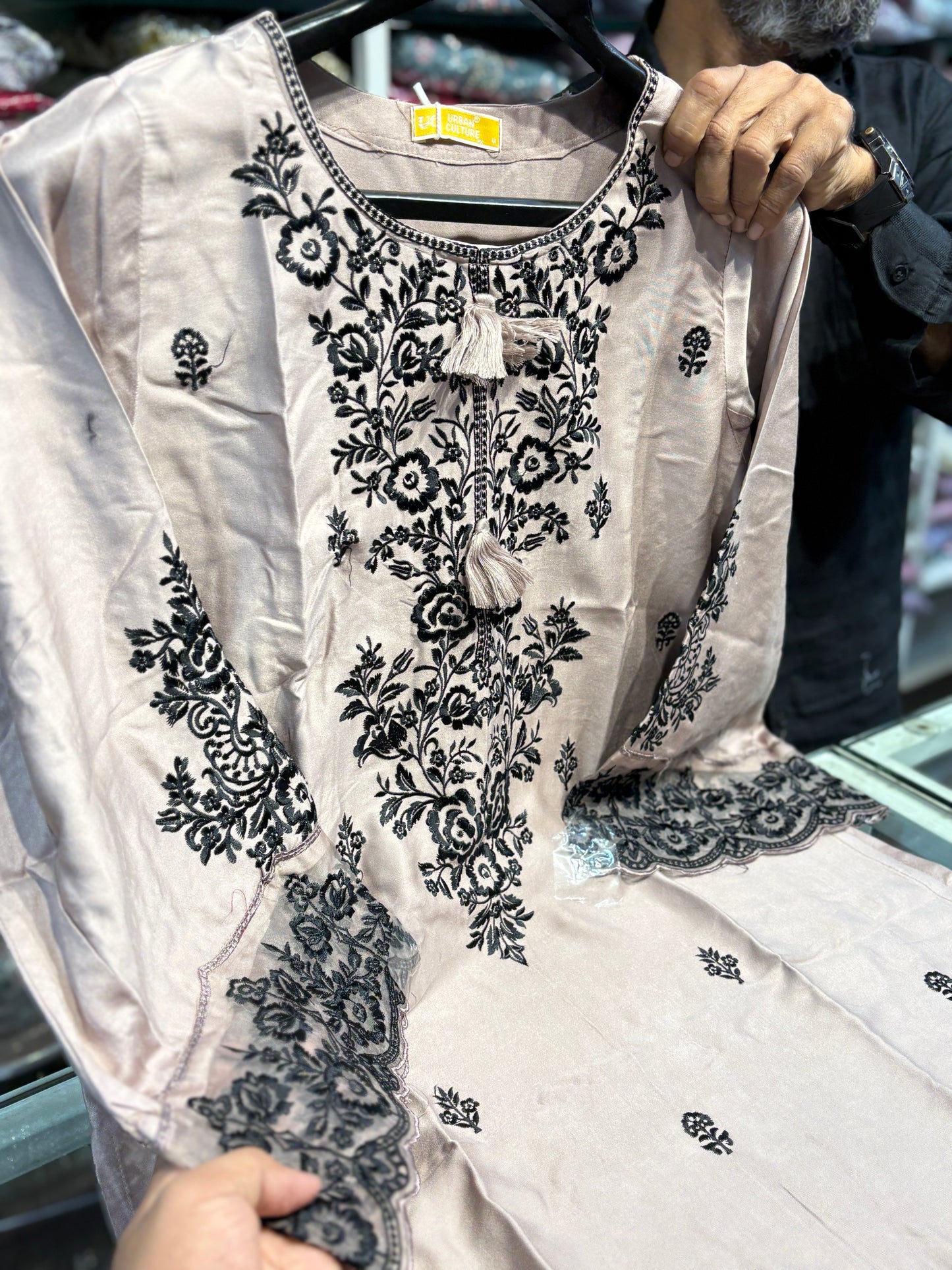 Pink Embroidered Pakistani Farshi Salwar Suit