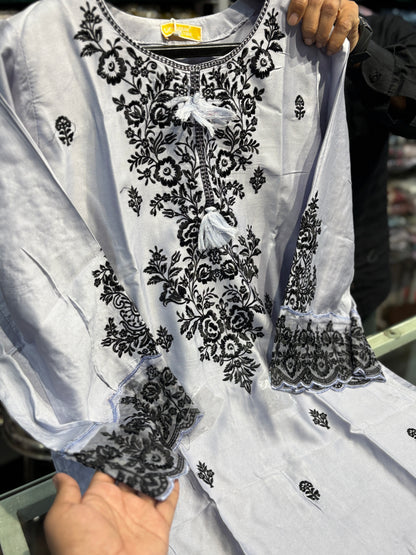 Purple Embroidered Pakistani Farshi Salwar Suit