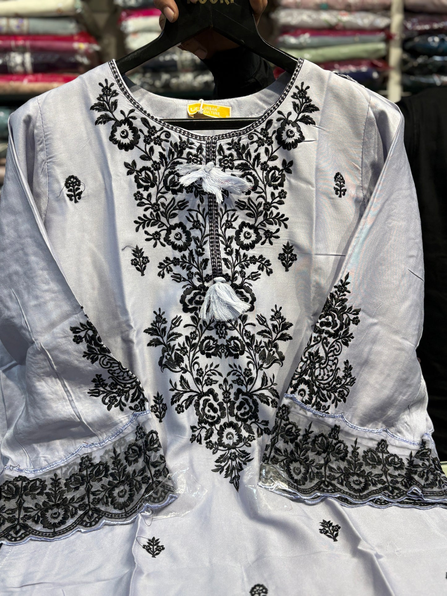 Purple Embroidered Pakistani Farshi Salwar Suit