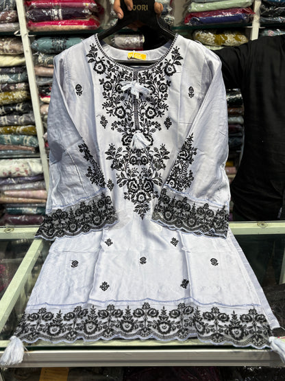 Purple Embroidered Pakistani Farshi Salwar Suit